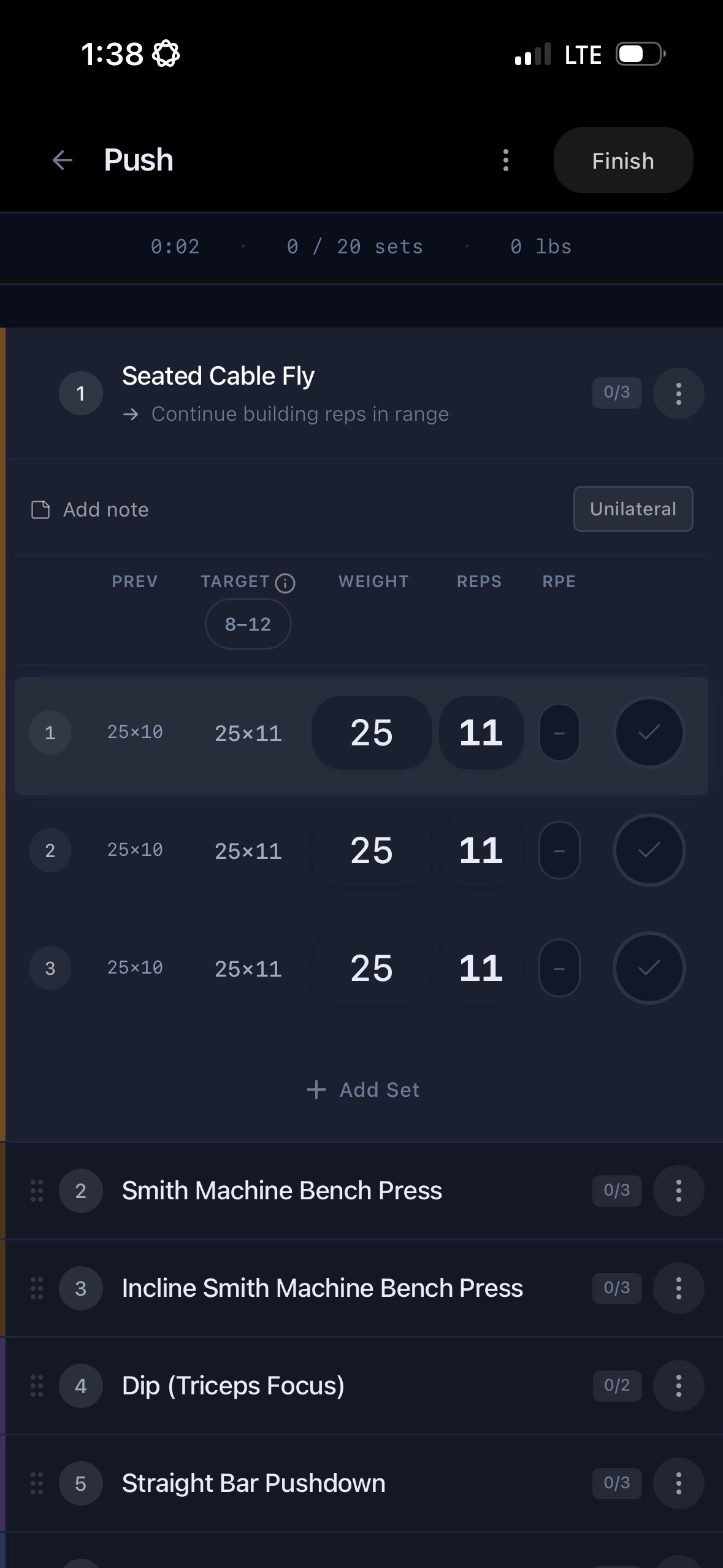 Kenso workout logger with auto-filled weights and one-tap completion